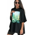 thumbnail image 3 of Plus Size Shirt for Women Black Tops for Women Short Sleeves Shirt for Women Flower 18 T Shirt Crewneck Shirt for Women 4XL, 3 of 5