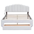 thumbnail image 4 of Queen Platform Bed and Nightstand Sets, 2 Piece Teddy Fleece Upholstered Bedroom Furniture Set with Queen Size Bed and 2-Drawer End Table for Adults, White, 4 of 7