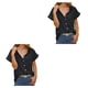 thumbnail image 3 of sweethay Camisa de mujer Casual con cuello en V lindo botón blusa Oficina señora fiesta fecha banquete transpirable verano Top ropa negro S Type1 NO1, 3 of 6