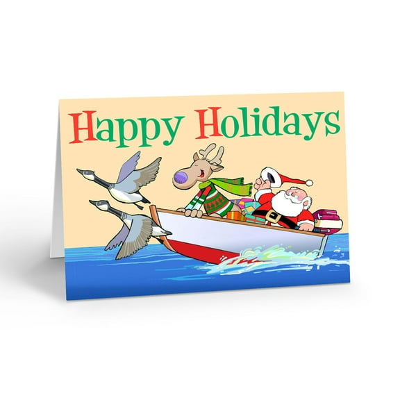 Stonehouse Collection Canadian Geese Christmas Card – Boating Holiday Card – 12 Cards with Envelopes – Made in the USA (Standard)
