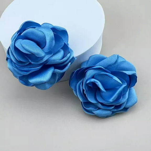 GKNET Exaggerated Flower Stud Earrings For Women Fabric Petal Party Wedding Jewelr WY4-02 blue