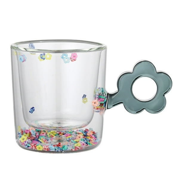 Bewildely Taza de agua transparente, apariencia exquisita, taza de café de doble capa, botella de jugo de 200ML, tazas de leche, suministros para el hogar Mostrada Bewildely HA066225-00