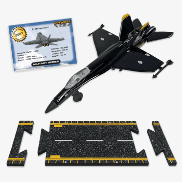 Hot Wings F-18 Black Collectible Plane with Connectible Runway