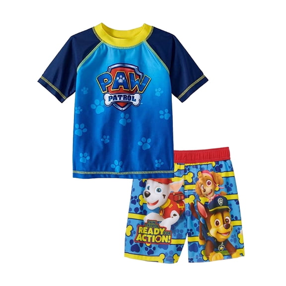 Paw Patrol Toddler Boys Rash Guard and Swim Trunks Set