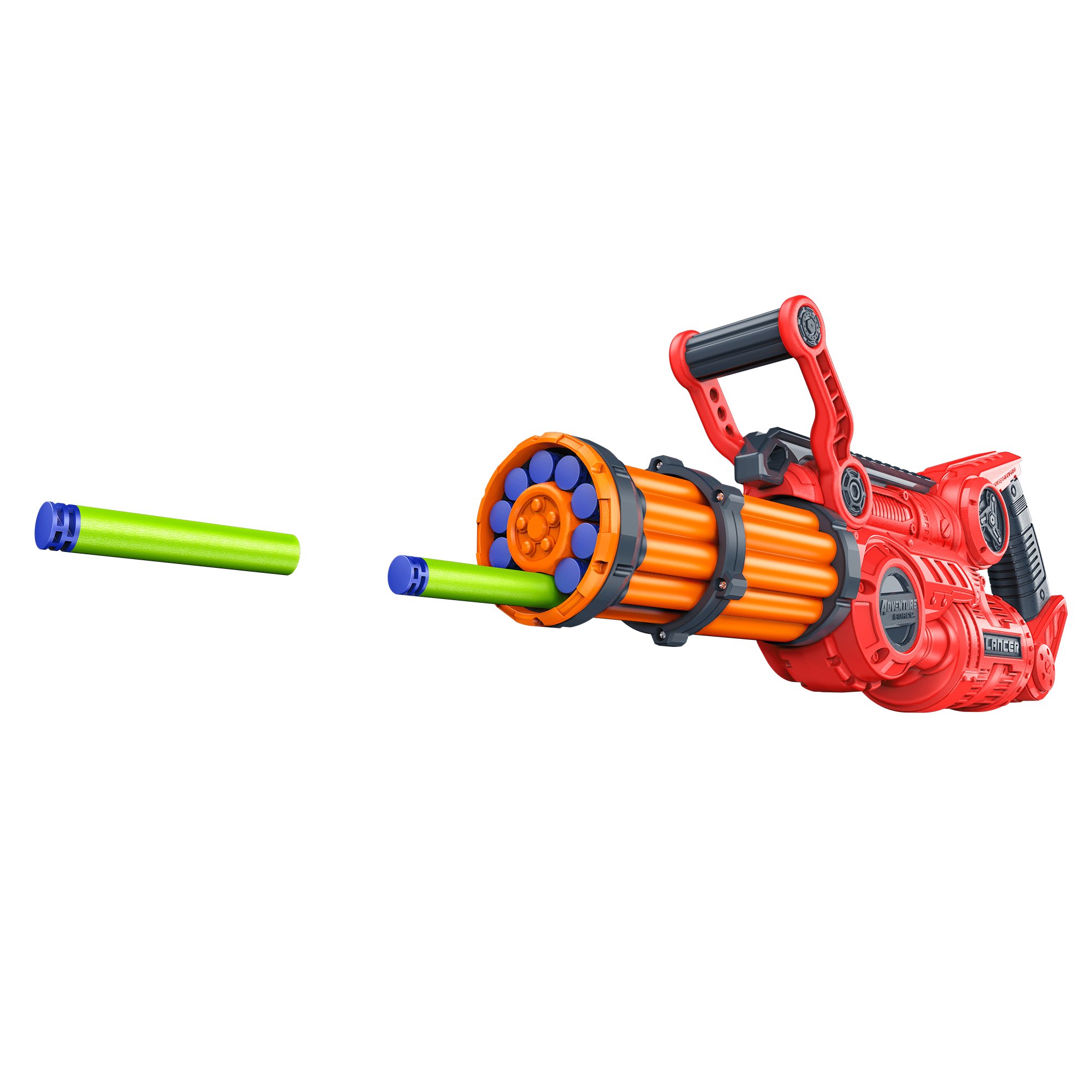Adventure Force Lancer Pump-Action Manual Gatling Blaster, Rotating Barrel, Slamfire Power, 10 Waffle Tip Darts Compatible with Most Standard Full-Length NERF Elite and XShot Dart