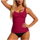 thumbnail image 1 of Conjunto de Bikini de Cintura Alta para Mujeres Traje de Baño Tankini de Correa de Color Sólido con Sujetadores Acolchados Extraíbles, Nylon + Spandex, Alto Corte Delgado, 1 of 6