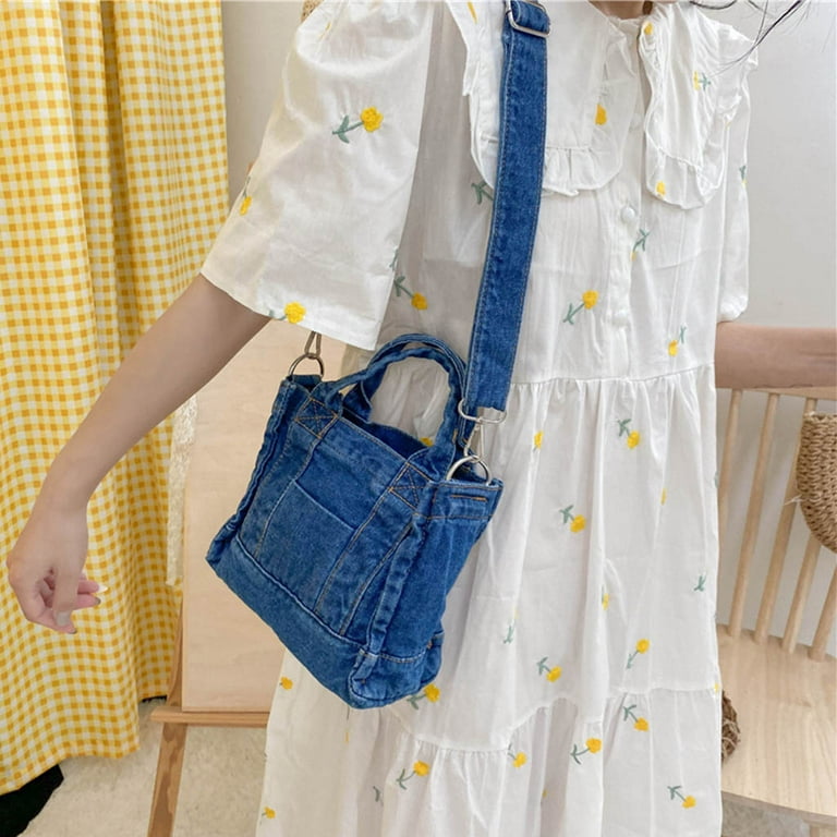 Multifunction Jeans Bags Women Denim Crossbody Bags with Pouch Tote Bag  Casual Style Lightweight Classic Convenient 