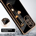 thumbnail image 2 of Designed for Samsung Galaxy A53 5G Case with Strap Luxury Love Heart Plating Gold Bumper Phone Cover Wristband Kickstand Full Body Protective Slim Case for Women - Black, 2 of 10