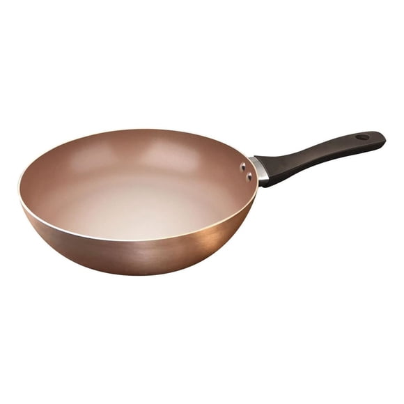 Wok HUDSON 28cm Aluminio 2mm 3 capas Antiadherente cerámico Color Cobre