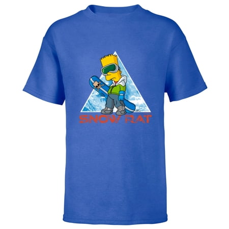 The Simpsons Bart Simpson Snowboarding Snow Rat – Short Sleeve T-Shirt for Kids – Customized-Royal