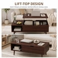 thumbnail image 6 of edx Wooden Lift Top Coffee Table with Hidden Compartments and Adjustable Shelves - Ideal for Small Homes, Apartments, Reception Rooms, Dark Brown, 6 of 11
