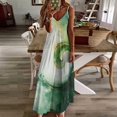 thumbnail image 4 of Green Glamour Swirl Sleeveless Suspender Dress Summer Fashion Casual Long Dress, 4 of 9