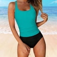 thumbnail image 4 of Women's Sleeveless Swim Tank Top Only - Adjustable Straps Soft Bathing Suit Top, Solid Two Piece Swimsuit Top(Blue,L), 4 of 7