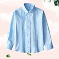 thumbnail image 6 of WUANDIXFA Girls Dressy Tops 1-16 Years Boys Long Sleeve Button Down Shirt Summer Collared Dress Shirts School for Kids,Blue,7-8 Years, 6 of 6