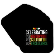 3drose, Celebrating Black History Culture, Excellence Colorful Text Art, Set of 8 Coasters - Soft