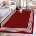 thumbnail image 2 of Red Geometric Large Area Rugs for Bedroom Living Room, Soft Non Slip Carpet Bedside Rug, Country Farm Traditional Chinese Tile Rectangular Floor Cover Kitchen Accent Rug 2.7'x5' for Office, 2 of 9