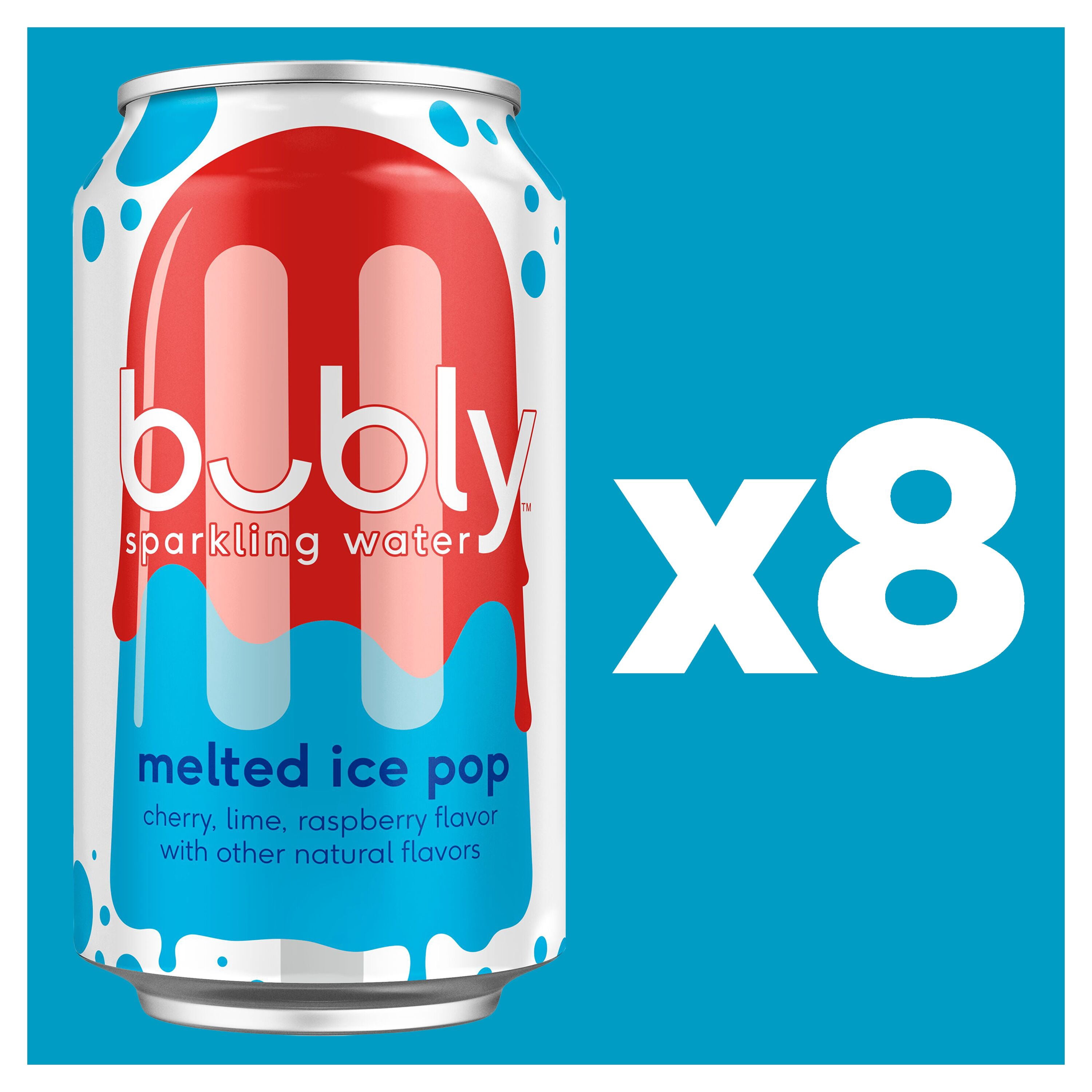 bubly Melted Ice Pop Sparkling Water, 12 fl oz, 8 Pack Cans