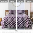 thumbnail image 6 of Lux Decor Full Size Bed Sheet Set 4 Piece, Soft Microfiber, Deep Pockets - Quatrefoil Pattern, 1 Fitted & 1 Flat Sheet, 2 Pillowcases, Purple, 6 of 8