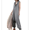 thumbnail image 2 of Mono con Botones y Capucha para Mujer, Sin Mangas, con Bolsillos Gris M, 2 of 6
