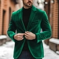 thumbnail image 2 of BiZtdJrK Stylish Dress Jacket for Men Velvet Lapel Collar Long Sleeve Two Button Sport Coats Prom Wedding Party Suit Jakcets Green XXXL, 2 of 5