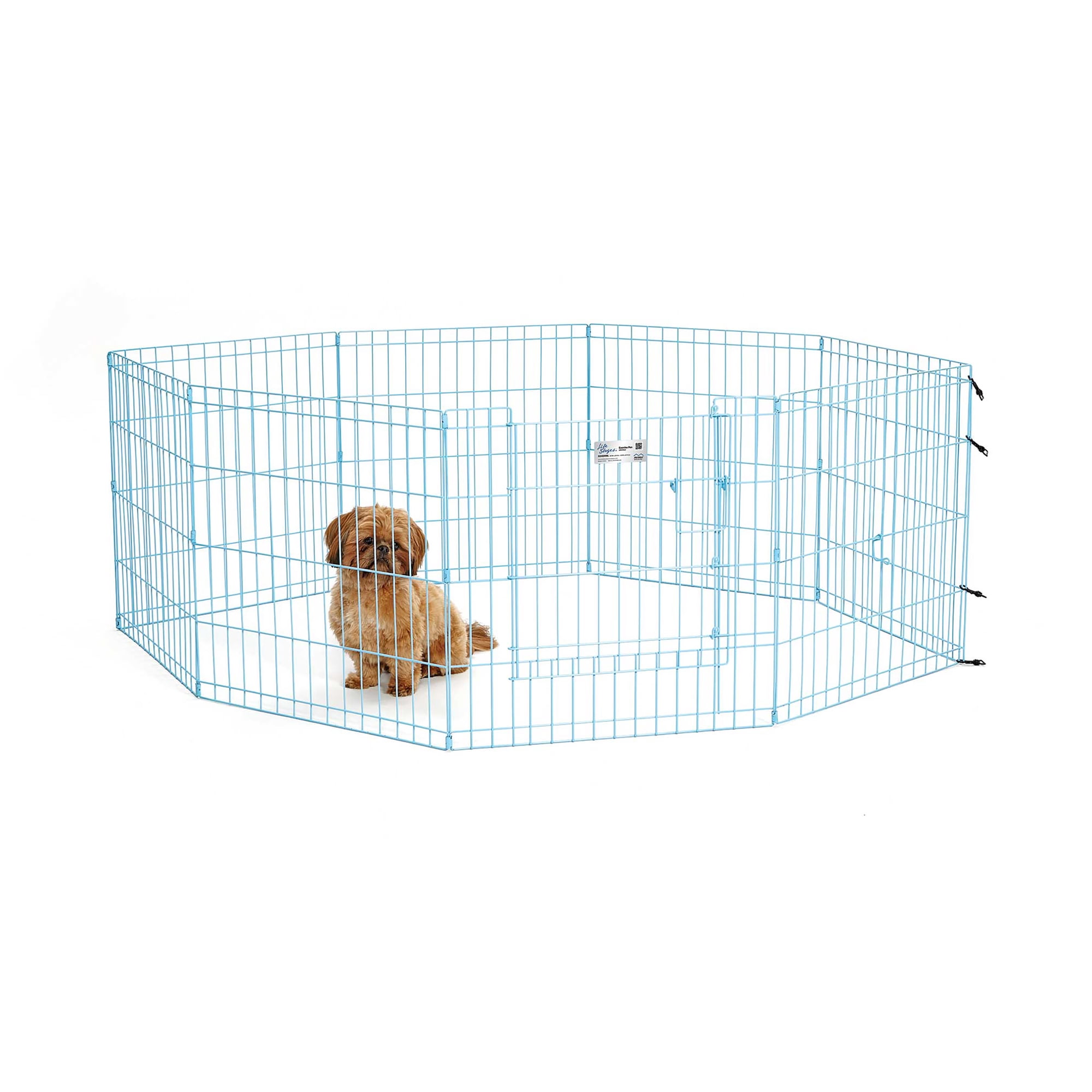 MidWest Homes for Pets 24-Inch Exercise Pen, for Indoor and Outdoor Use, 16 Sq Feet of Play, Single Door Folding Dog Pen, with Large Door Opening & Secure Latch, Easy to Set Up, Foldable Dog Playpen