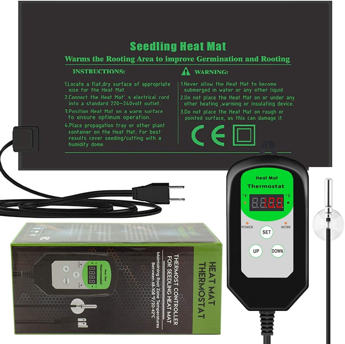 HONGVILLE 68-108°F Digital Seedling Heat Mat Thermostat Controller