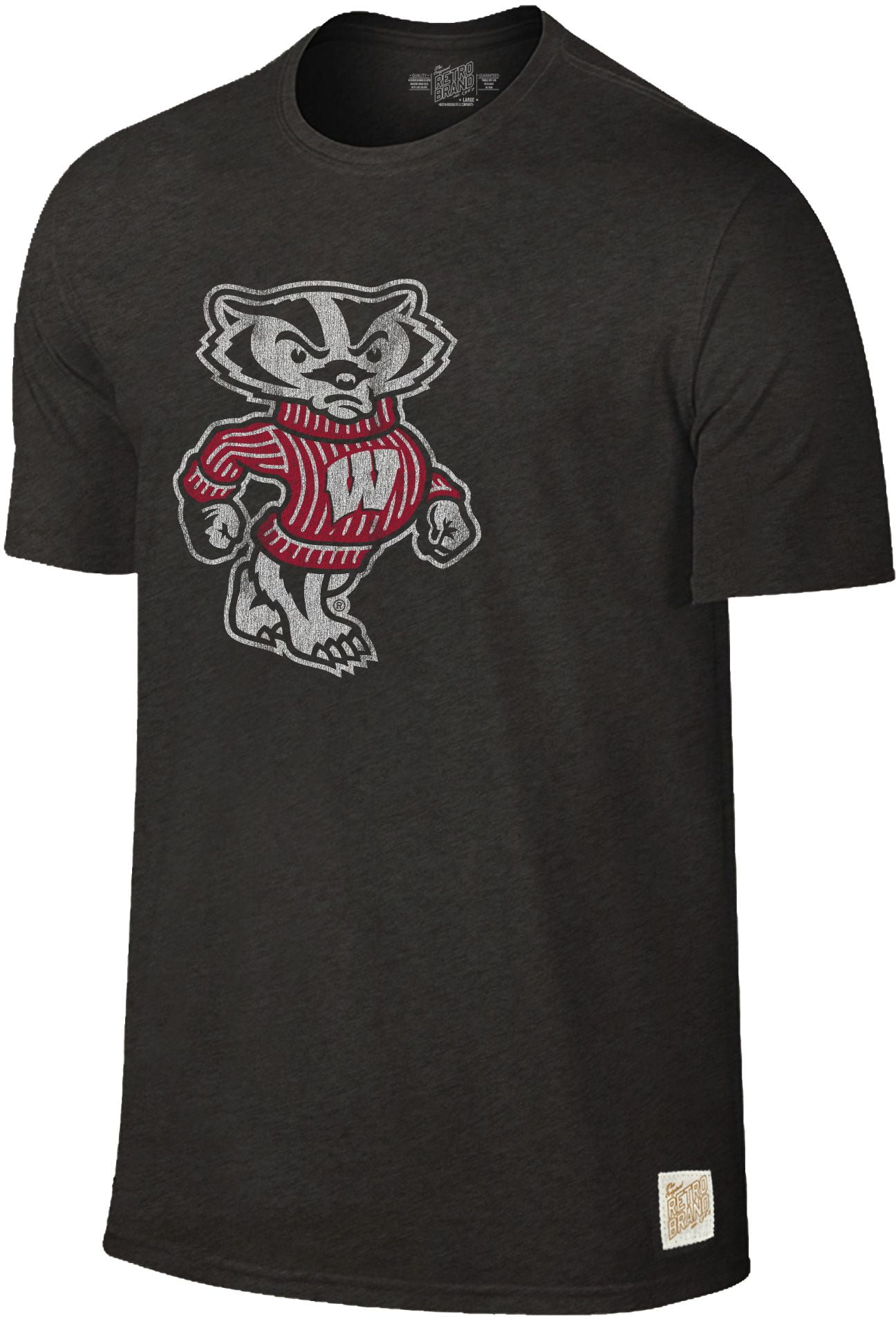 Original Retro Brand Men's Wisconsin Badgers Dual Blend Black TShirt