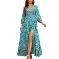 thumbnail image 1 of LUXUR Robe Longue Portefeuille pour Femmes, Décontractée, de Soirée, Verte, m, 1 of 3