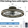 thumbnail image 6 of HOOMEDELIER 19" Flush Mount Ceiling Fan with Light - Low Profile Indoor Caged Fan with Tri-Color Dimming,7 Blades, Remote Control & Timer, 6 of 14