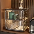 thumbnail image 2 of Desktop Storage Cabinet Double Tiers with Door Display Rack Shelf for Closet, 2 of 4