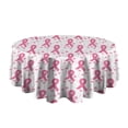 thumbnail image 5 of Pink Breast Cancer and Pioneer Flower Round Tablecloth 60"x60",Wrinkle Wipeable Table Cloth for Kitchen Dining Room Picnic Patio Party, 5 of 6