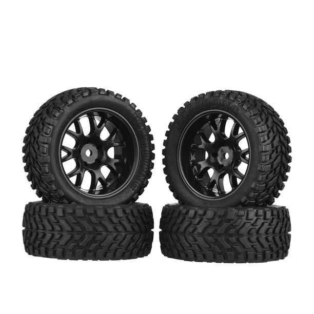 4 llantas y neumáticos de goma de 76 mm para escala 1:10