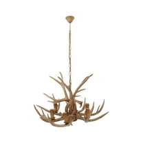 6-Light Resin Deer Antler Light Fixtures Vintage Deer Horn Ceiling Light Retro Country Chandelier Lighting for Living Room/Dining Room/Bar/Cafe,Packed it with Full Foam