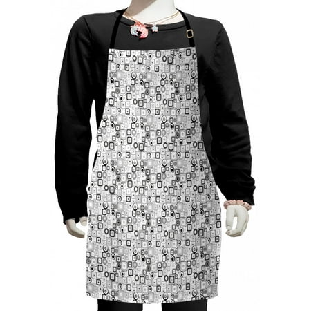 

Abstract Kids Apron Monochrome Vintage Squares and Circles Geometrical Shapes Pattern Classical Retro Boys Girls Apron Bib with Adjustable Ties for Cooking Baking Painting Black White by Ambesonne