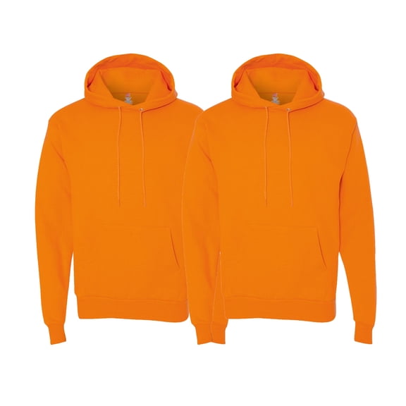 Hanes EcoSmart Men's High Visibility Hoodie Fleece Sweatshirt, Hi Vis Safety Orange, 2 Pack, S