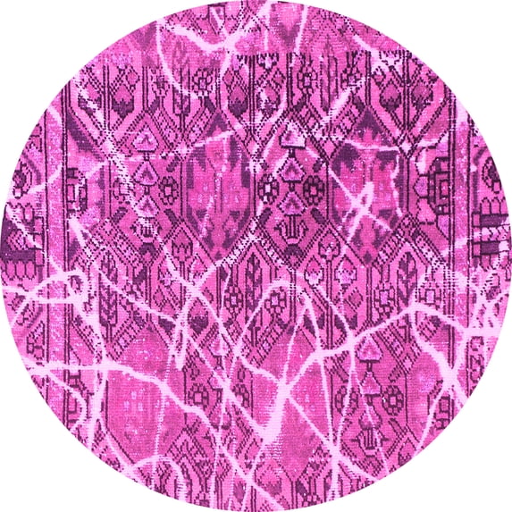 Ahgly Company Indoor Round Abstract Pink Modern Area Rugs, 4' Round