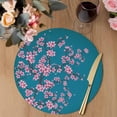 thumbnail image 3 of Spring Floral Round 13 Inch Placemats Set of 2, Watercolor Pink Cherry Blossom Branches Blue HeatResistant Non Slip Place Mats for Dining Table, Wipeable Braided Kitchen Table Mats for Housewarming, 3 of 9