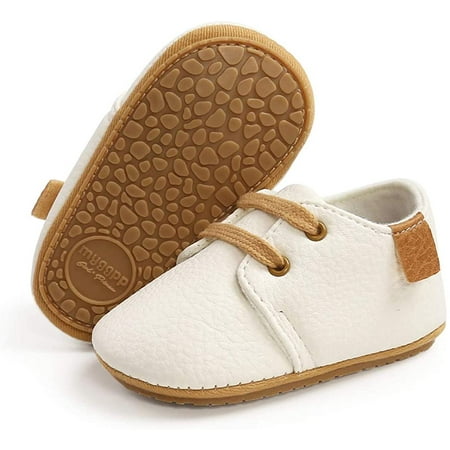 

Baby Boys Girls Lace Up Leather Sneakers Soft Rubber Sole Infant Moccasins Newborn Oxford Loafers Anti-Slip Toddler Wedding Uniform Dress Shoes