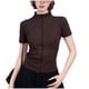 thumbnail image 2 of Xuyuer Yoga Waist Cinch Short Sleeve Top - Women's Casual Sports Half High Neck Summer Shirt for Workout Sessions, Athletic Streetwear Style & Breathable Gym-to-Street Wear, 2 of 4