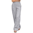 thumbnail image 5 of GZWYHT Womens Cotton Linen Pants，Loose Sweatpants Casual Plus Size Trouser High Waist Yoga Pants With Pockets Work Sweatpants Casual Lounge Loose Stretch Dress，Gray S, 5 of 7