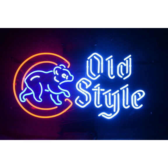Queen Sense 20"x16" Old Style Chicago Sports Team Cub Neon Sign Handmade Man Cave Neon Light 120OSBCCWBV2
