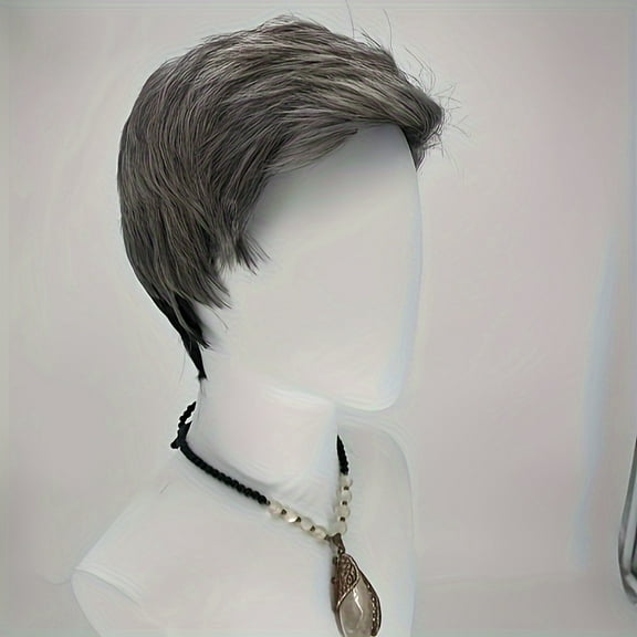 EIMELI Natural Wig Gradual Change European And N Wig Man Gradual Change Gray Partial Fringe Short Straight Hair Wig Cover