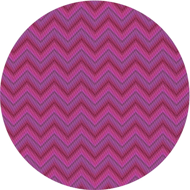 Ahgly Company Tapis Rond Lavable en Machine Intérieur Transitionnel Rose Néon, 4 Pieds Rond