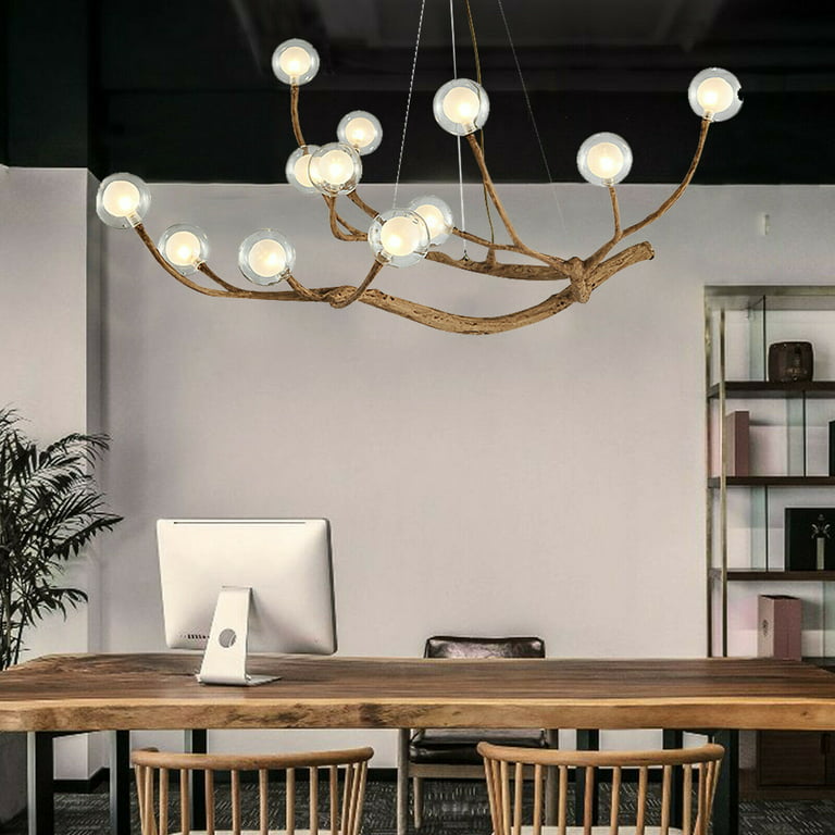 Modern Chandelier Wood Branch Ceiling Light Adjustable 12 Hanging Lamp for Living Room Dining Room - Walmart.com