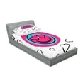 thumbnail image 2 of Emoji Fitted Sheet & Pillow Sham Set, Delicate Love Feelings Modern Colors Funny Face with Simple Heart Patterns, Decorative Printed 2 Piece Bedding Decor, Twinxl, White Hot Pink Black, by Ambesonne, 2 of 2