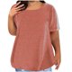 thumbnail image 1 of Fiudx Camisas de Mujer Moda Mujer Casual Sólido Corto Manga Cuello Redondo Blusa Top Camiseta, 1 of 5