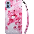 thumbnail image 3 of Case for Motorola Moto E22 Case Wallet with Card Holders - Lovely Colorful Pattern PU Leather Flip Phone Case TPU Shell Folio Cover Women Men for Motorola Moto E22 Cherry Blossoms, 3 of 7