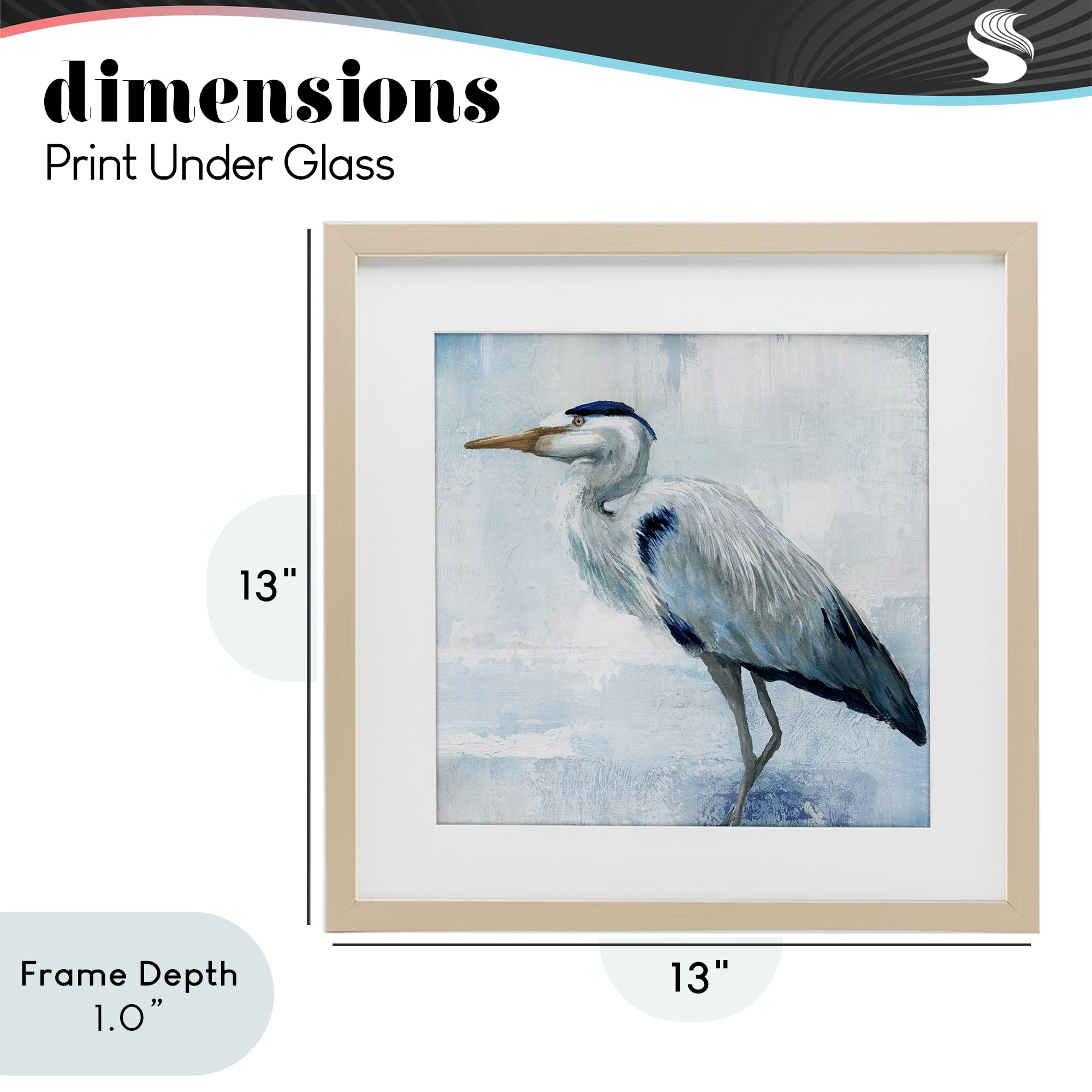 Stupell Industries Faded Blue Heron Birch Framed Print Under Glass, design by Nan