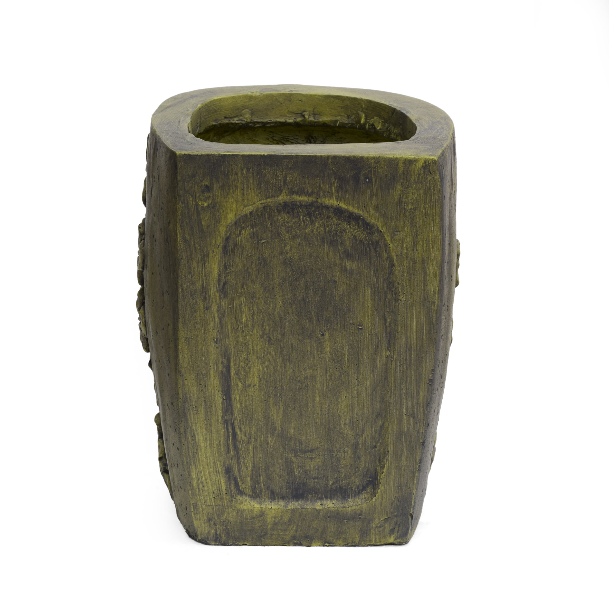 Lucian Outdoor Stone Mother Earth Urn, Antique Green