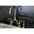 thumbnail image 2 of Kingston Brass KS7792ALBS English Country Kitchen Bridge Faucet with Brass Sprayer, Polished Brass, 2 of 4